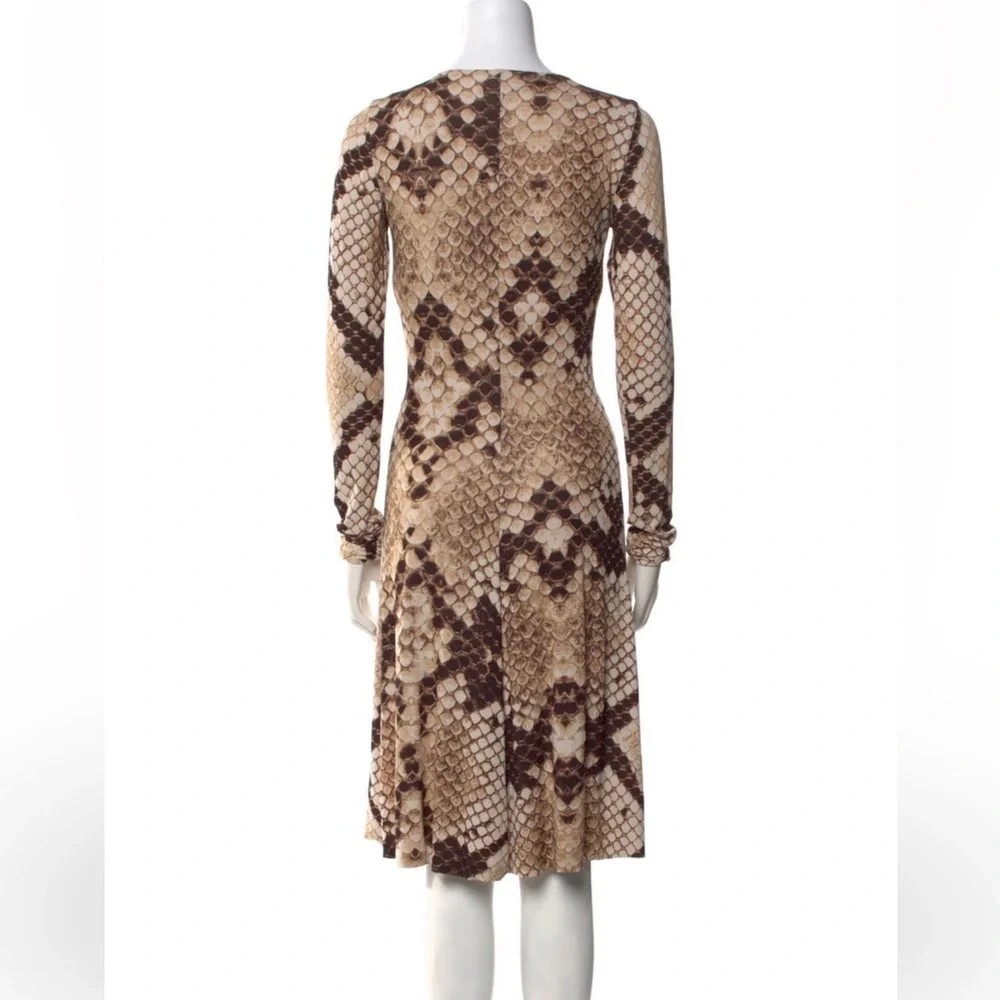 Roberto Cavalli Brown and Cream Long Sleeve Dress - Picture 3 of 3